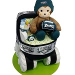 Eagles bassinet diaper cake with monkey